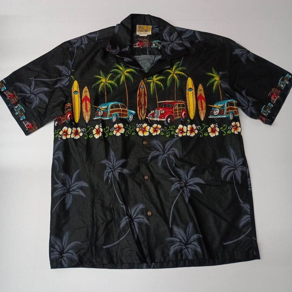 Vintage Winnie Fashion Shirt Mens L Floral Car Surf Hawaiian Made Beach Vacation